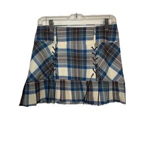John Morrison KiltMaker 100% Wool Sz 10 Pleated Plaid Y2K Punk Grunge Mini Skirt